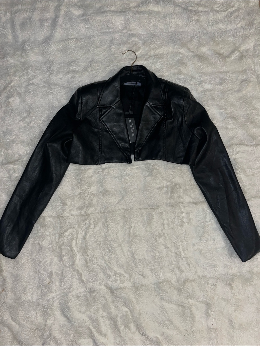 Maniere De Voir Black Cropped Leather Jacket